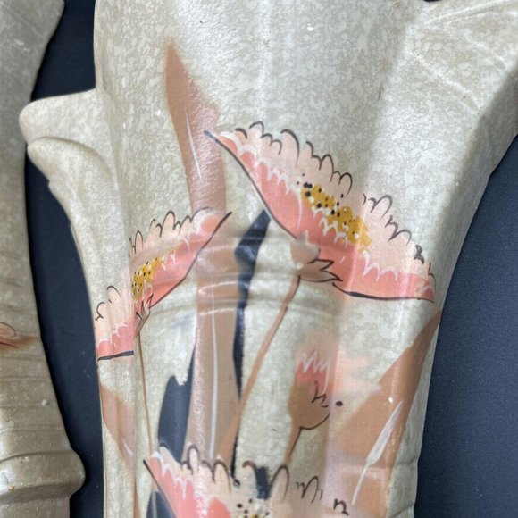 Art Deco Floral Hand Painted Ceramic Wall Pockets by Adrian Pottery England, 2 - Picture 6 of 8